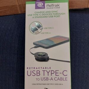 ReTrak Retractable USB-C To USB-A Cable